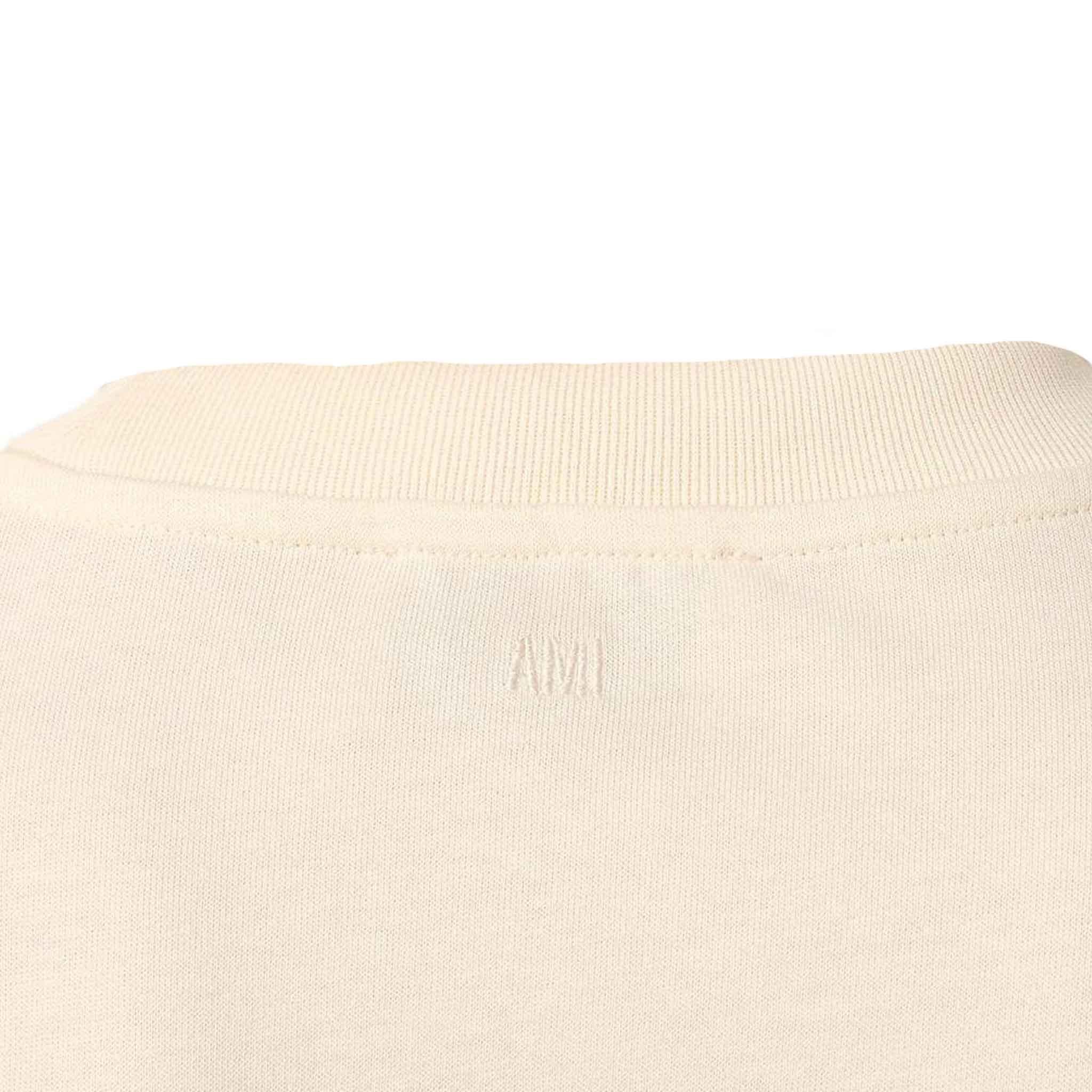 [Ami Paris] Crochet Logo T-Shirt in White Cream - Image 3