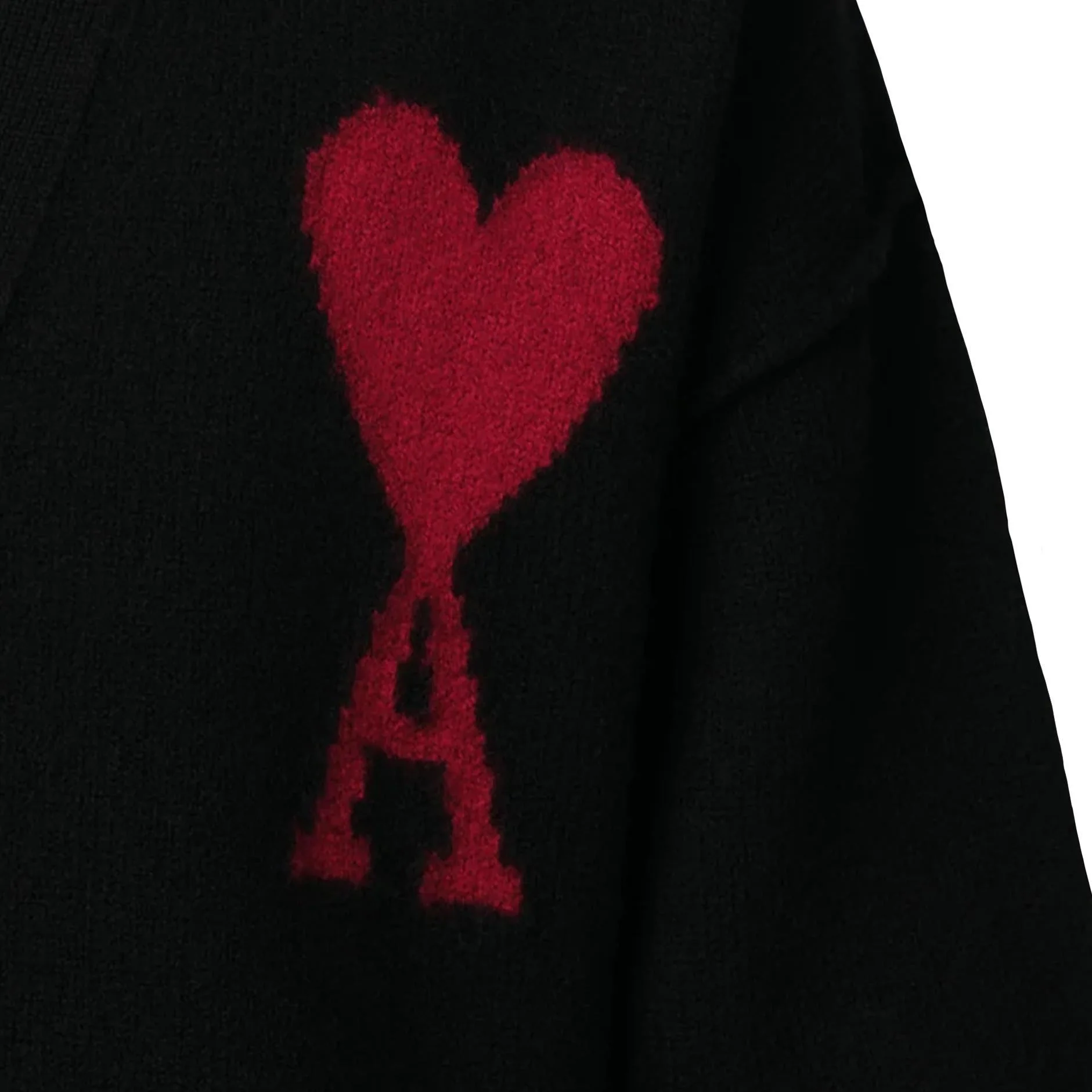 [Ami Paris] Large Heart Knit Cardigan in Black/Red - Image 3
