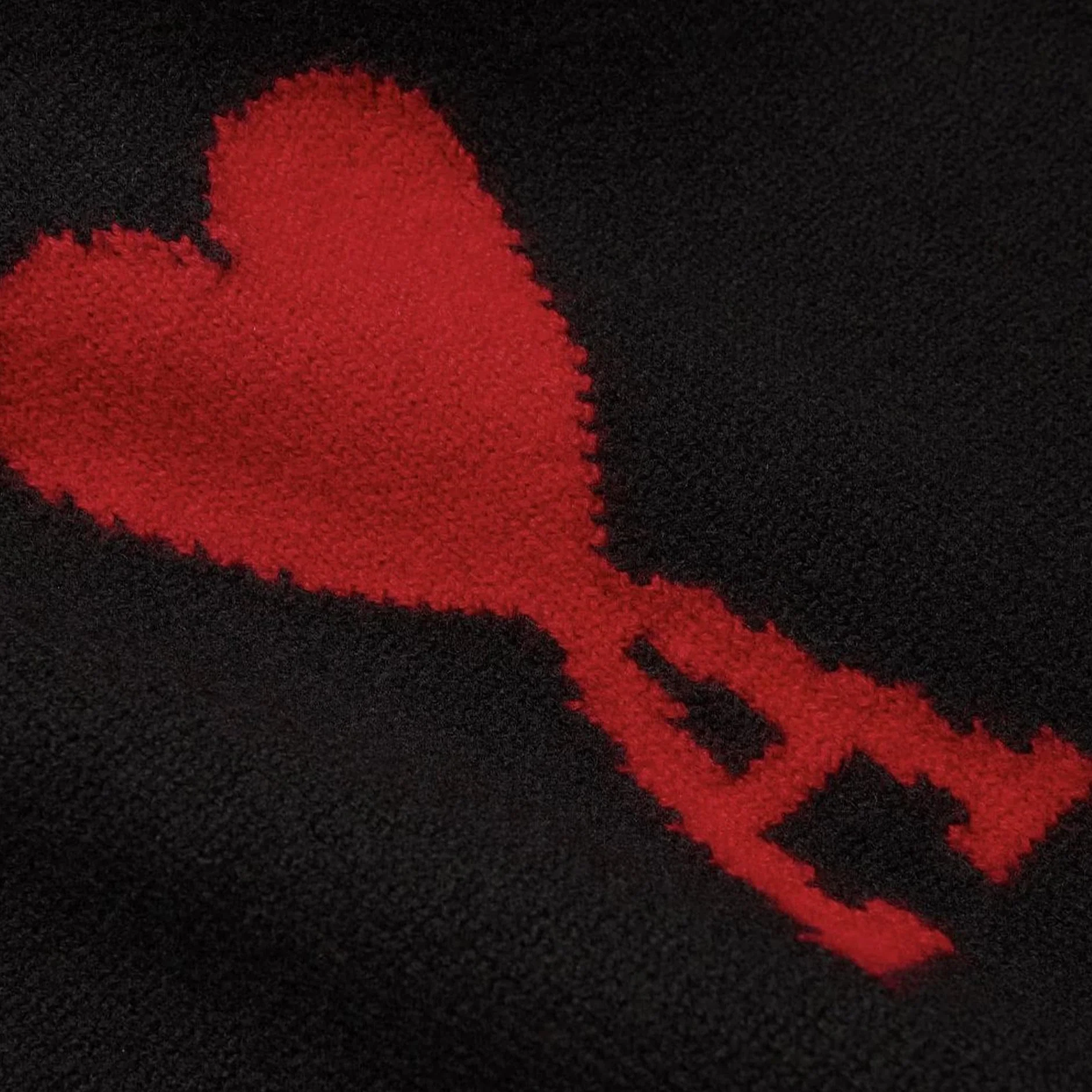 [Ami Paris] Large Heart Knit Sweater in Black/Red - Image 4