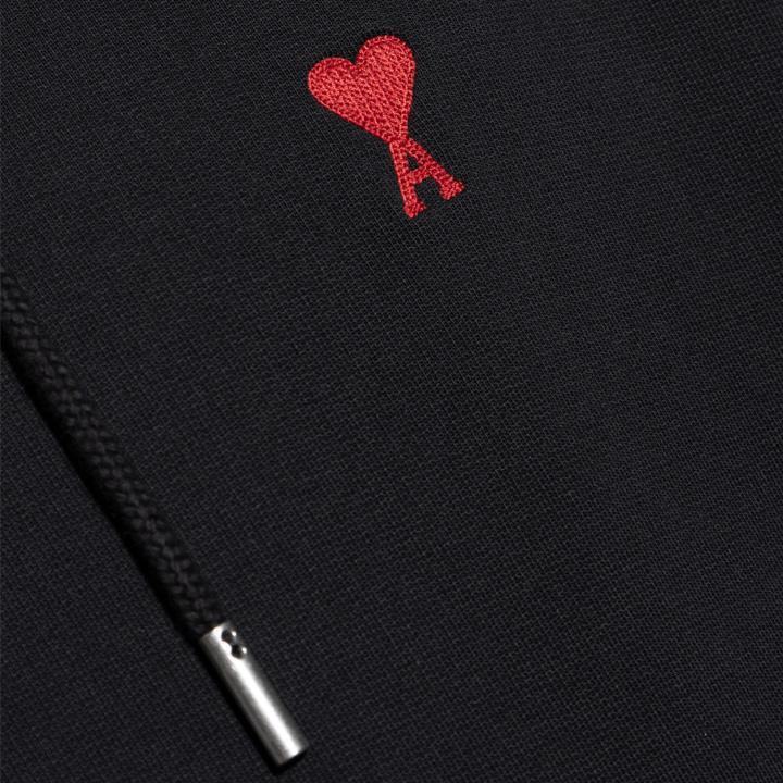 [Ami Paris] Loopback Cotton Hoodie in Black - Image 3