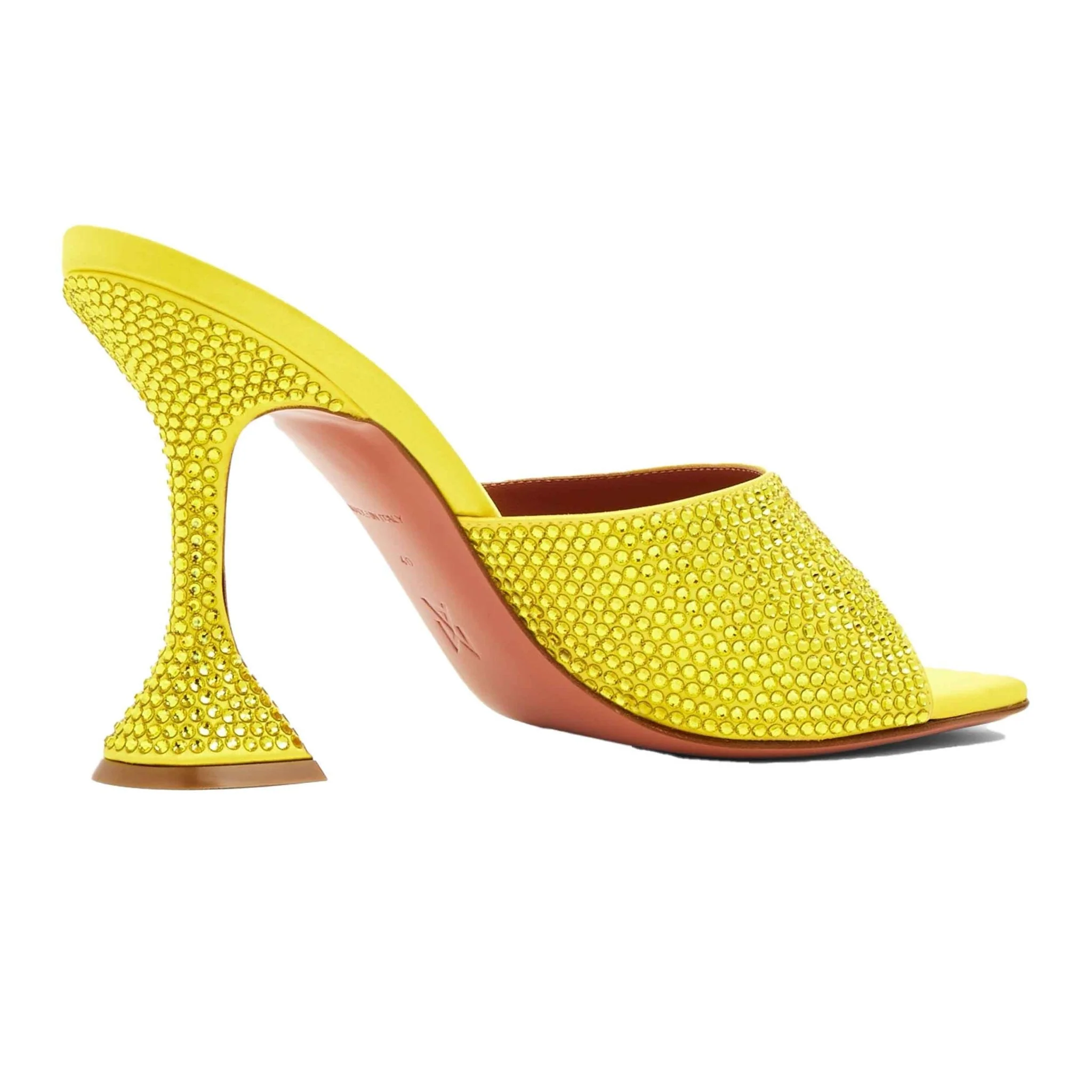 [Amina Muaddi] Lupiter Crystal Slipper in Satin Yellow - Image 3