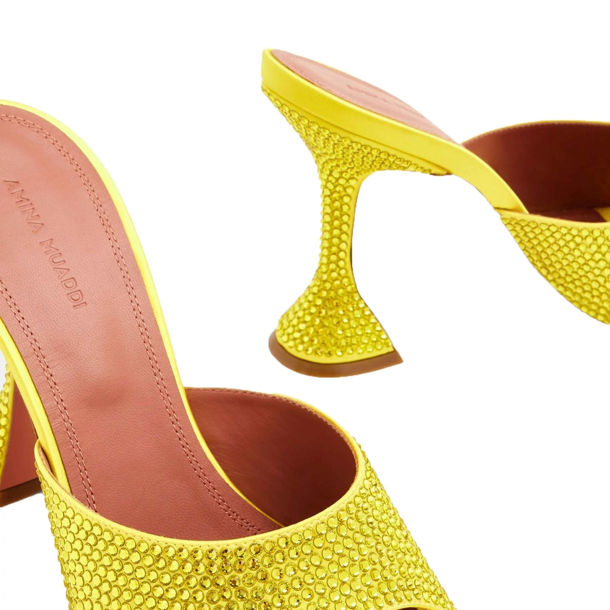 [Amina Muaddi] Lupiter Crystal Slipper in Satin Yellow - Image 4