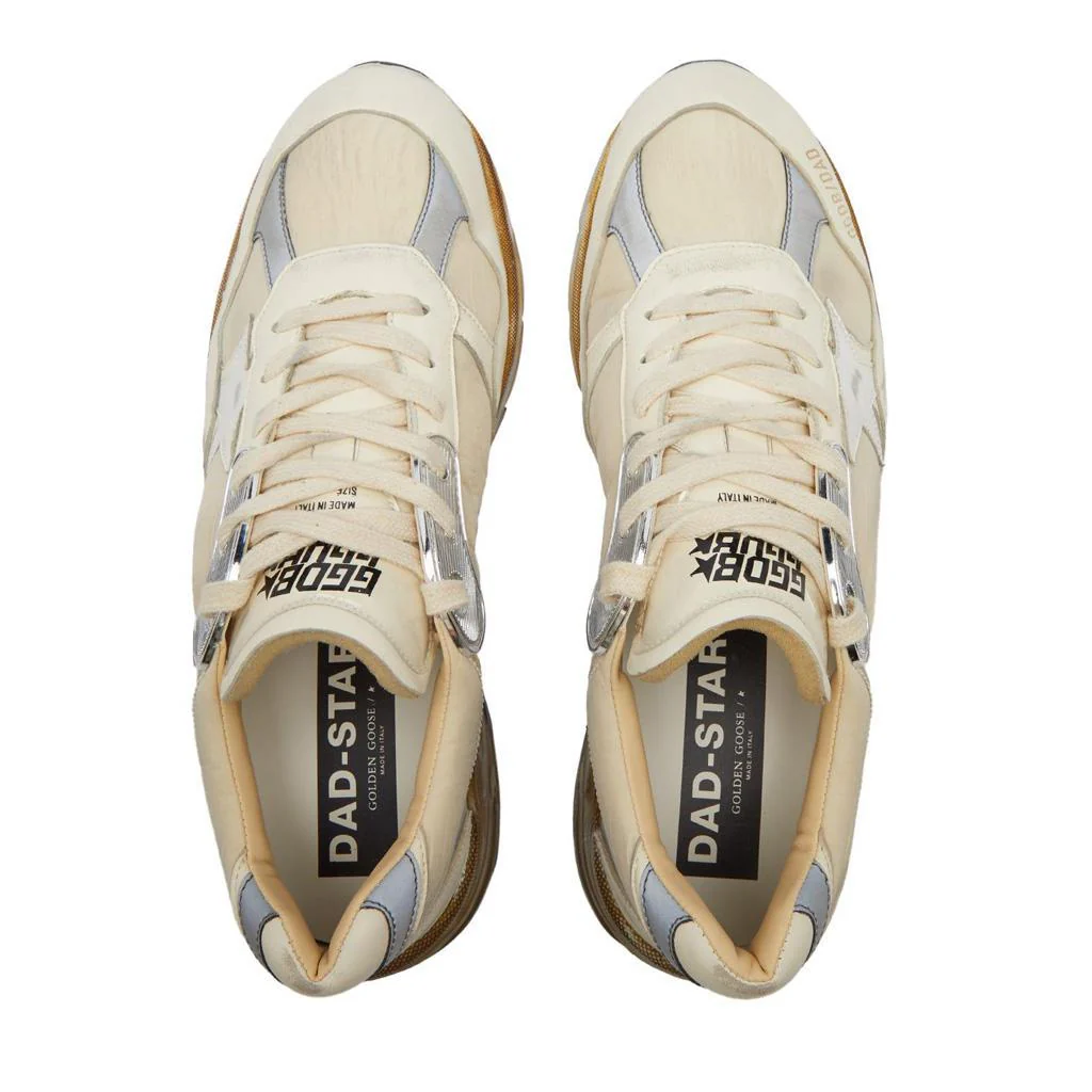 [[Golden Goose]] Running Dad Sneaker in White/Beige/Silver - Image 4