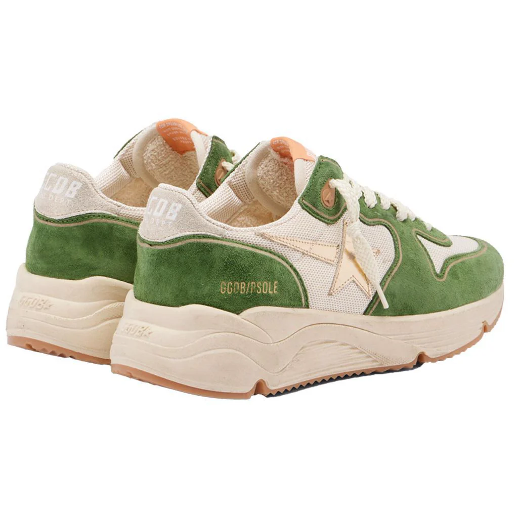 [[Golden Goose]] Running Sole Sneaker in Cream, Green & Platinum - Image 4