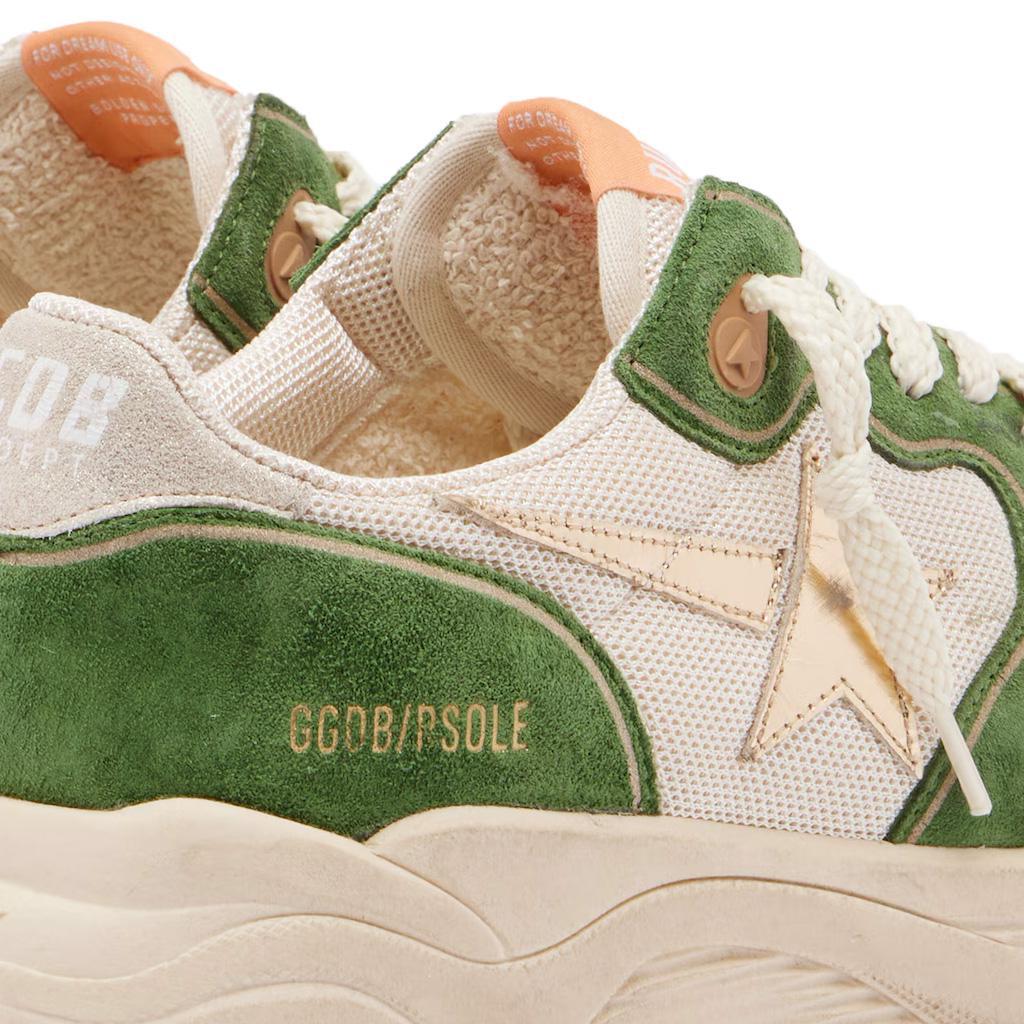 [[Golden Goose]] Running Sole Sneaker in Cream, Green & Platinum - Image 5
