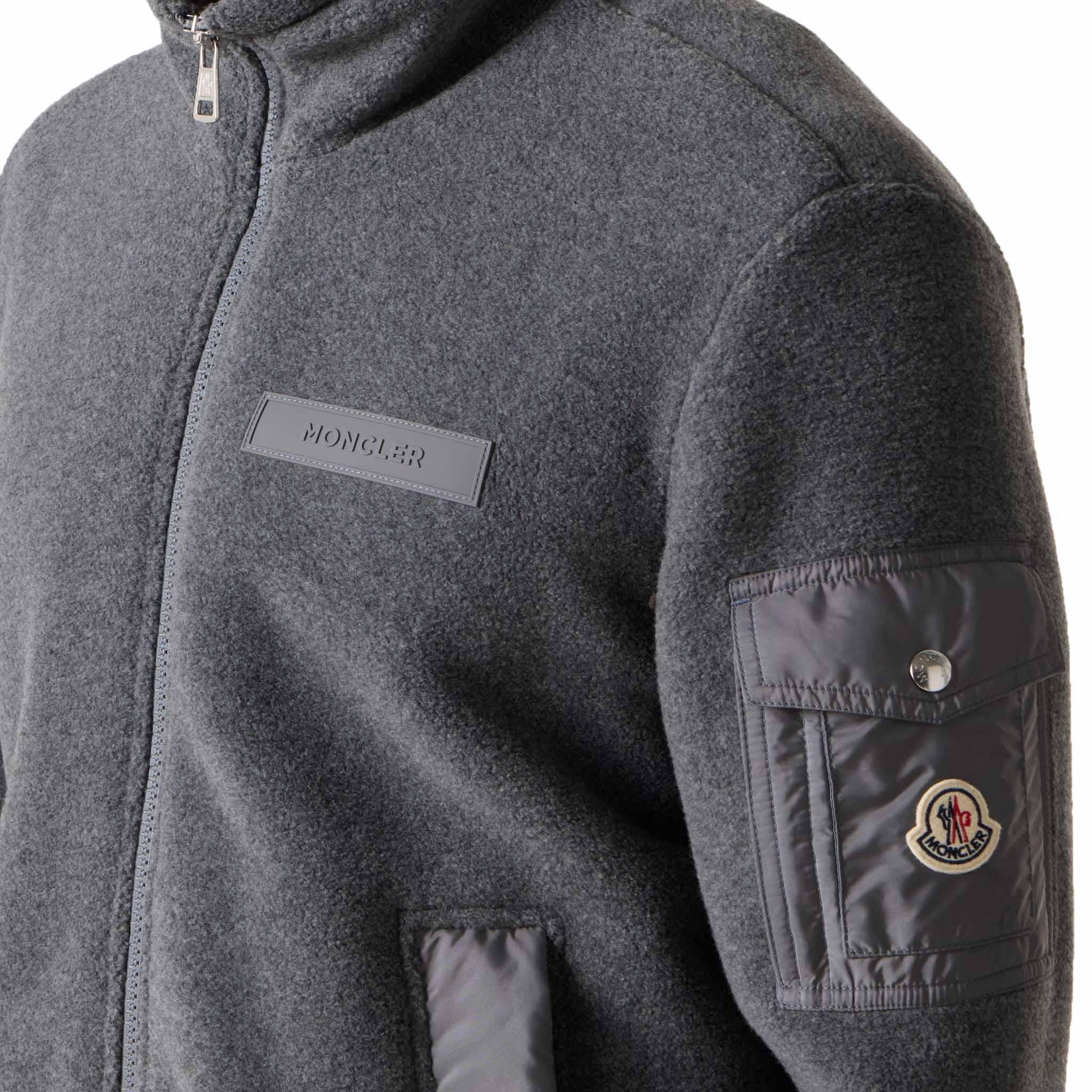 Moncler Men's Full Zip Fleece in Grey - Image 3