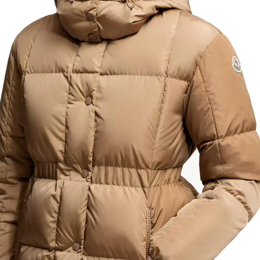 Moncler Women's Agneux Quilted Hooded Short Down Jacket in Beige - Image 4
