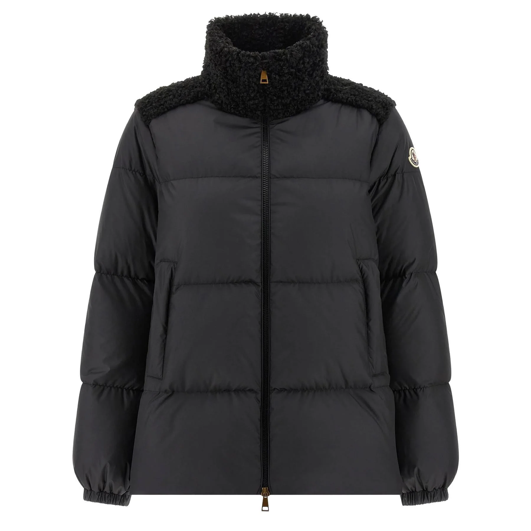 Moncler Women's Esnaie Teddy-Trimmed Short Down Jacket in Black