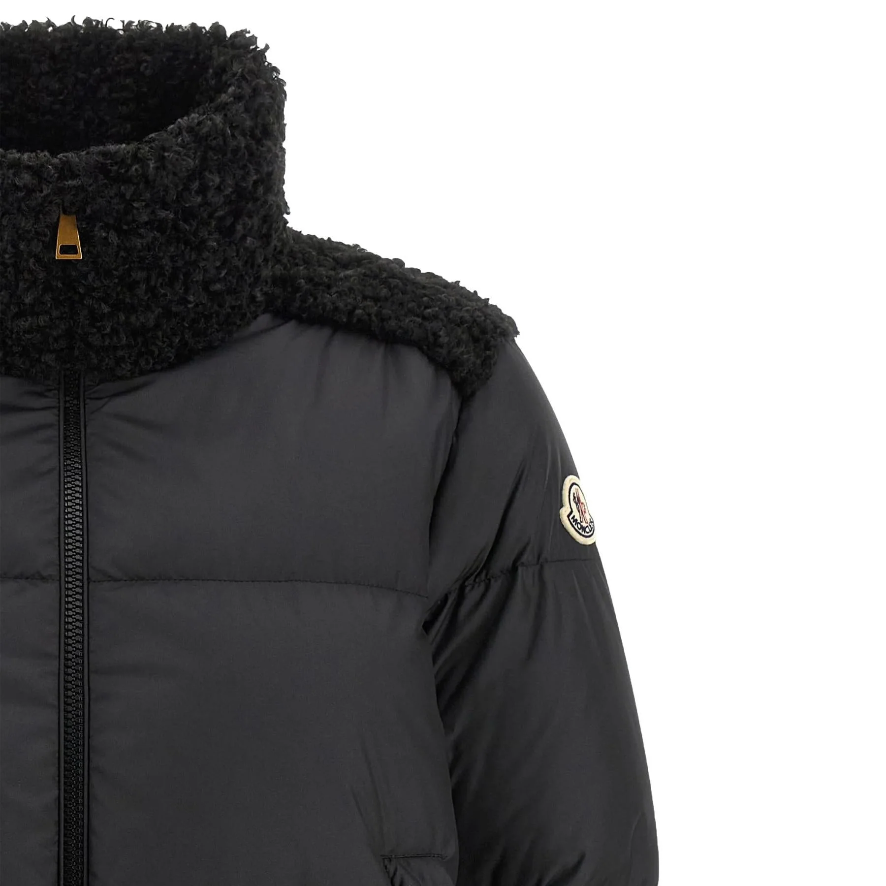 Moncler Women's Esnaie Teddy-Trimmed Short Down Jacket in Black - Image 3