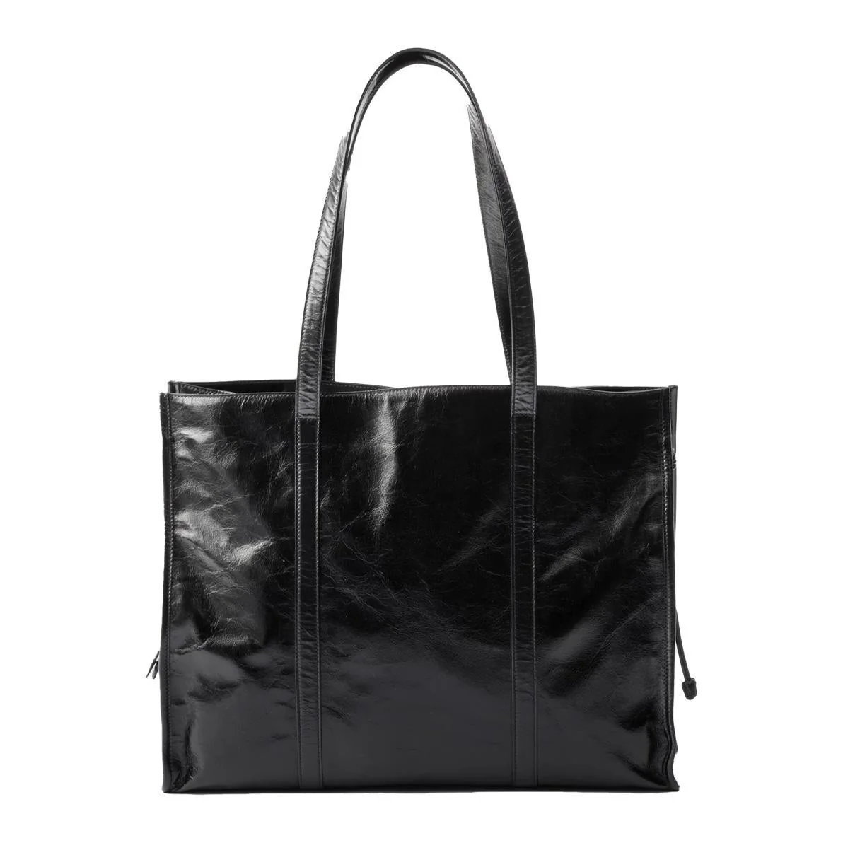 [Prada] Leather Shoulder Tote Bag in Black - Image 2