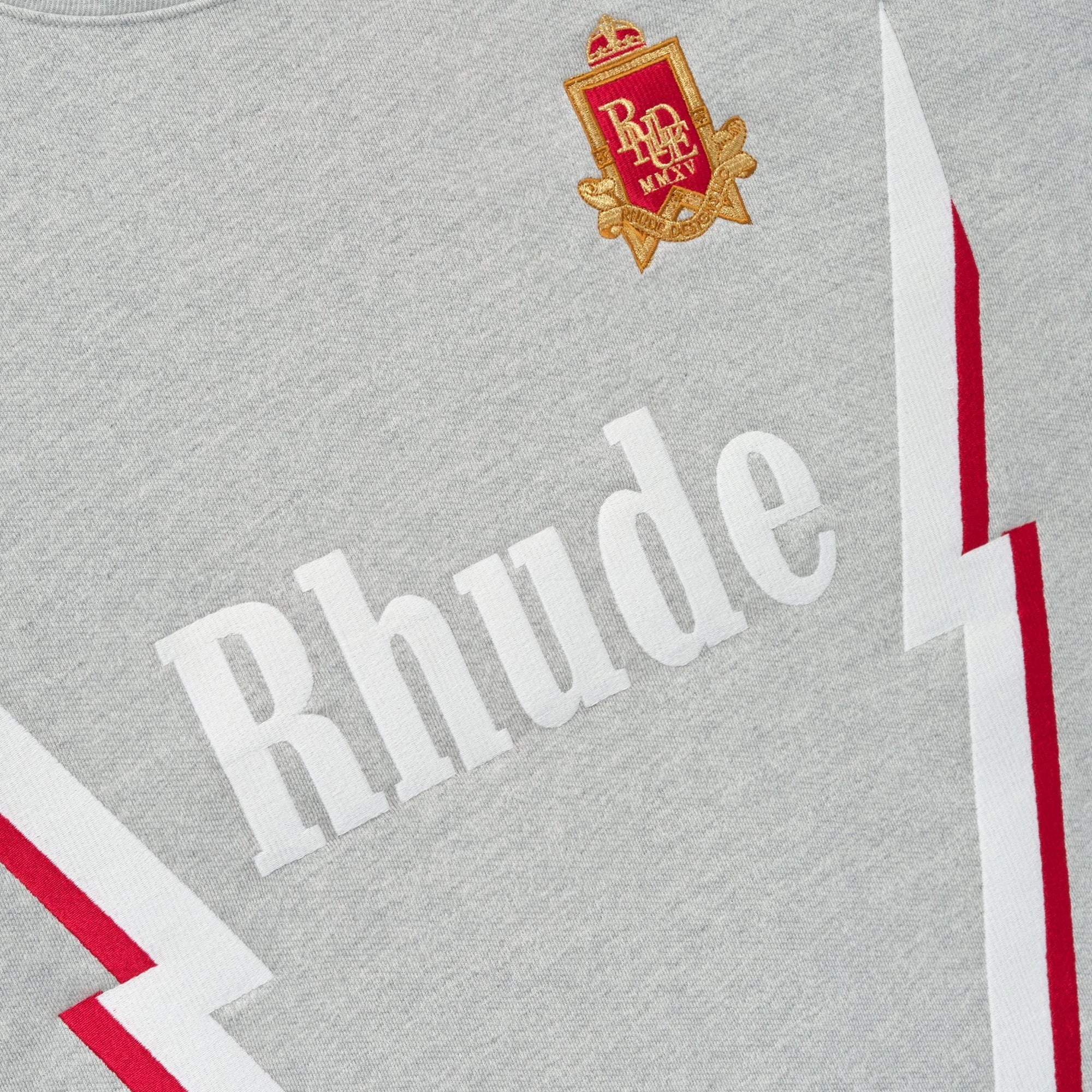 [Rhude] Lightning Crewneck Sweatshirt in Heather Grey - Image 3