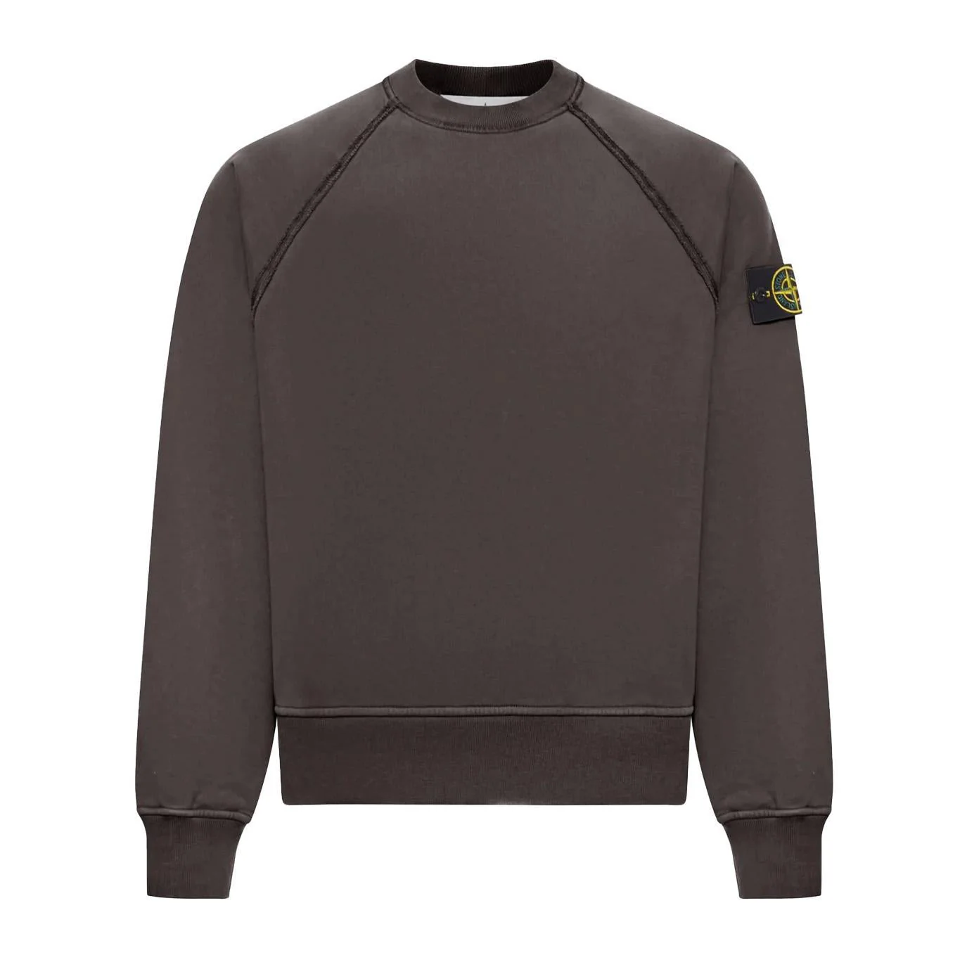 [Stone Island] Cotton Fleece Oversized Raglan Sleeved Crewneck Sweatshirt in Lead Grey
