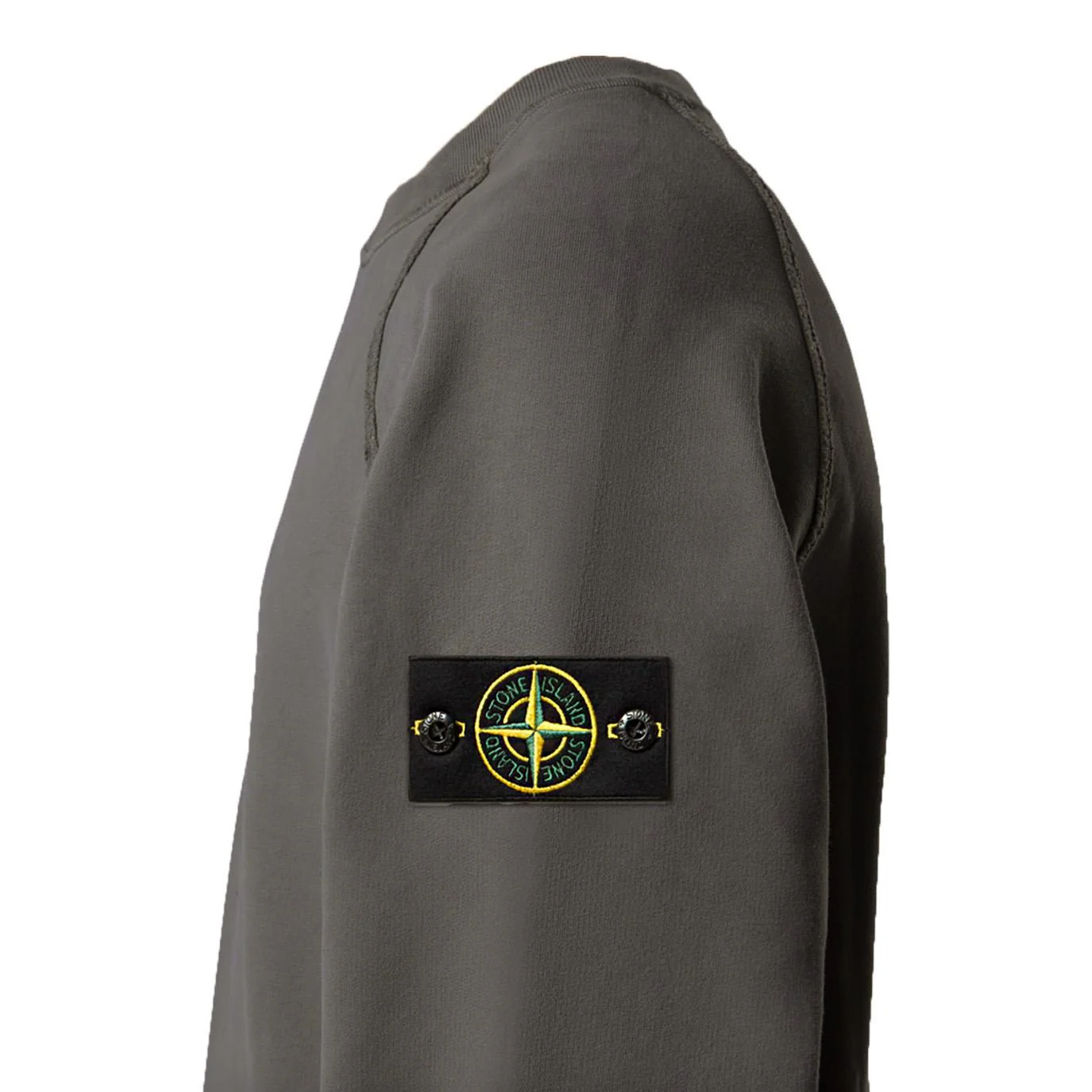 [Stone Island] Cotton Fleece Oversized Raglan Sleeved Crewneck Sweatshirt in Lead Grey - Image 3