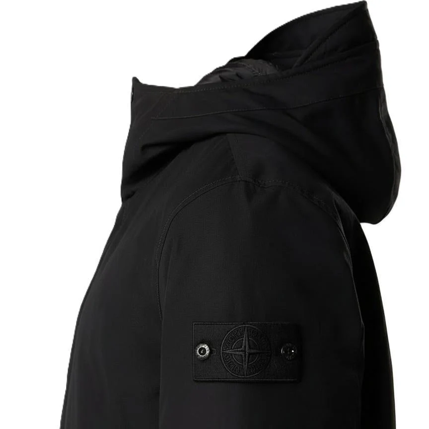 [Stone Island] Ghost Cotton Canvas Hooded Parka in Black - Image 3