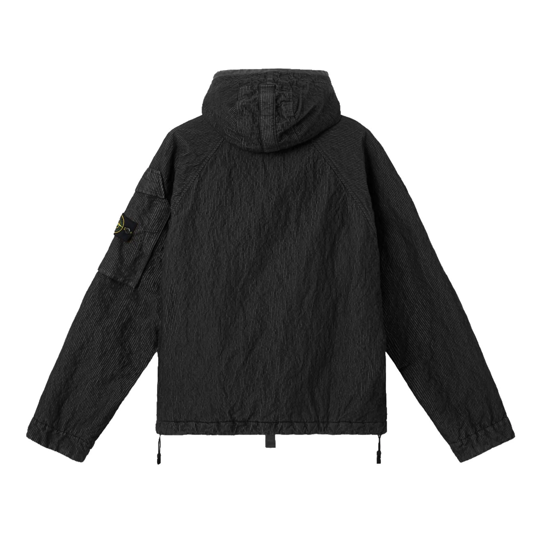 [Stone Island] Wrinkled Corduroy 500-TC Hooded Jacket in Black - Image 2