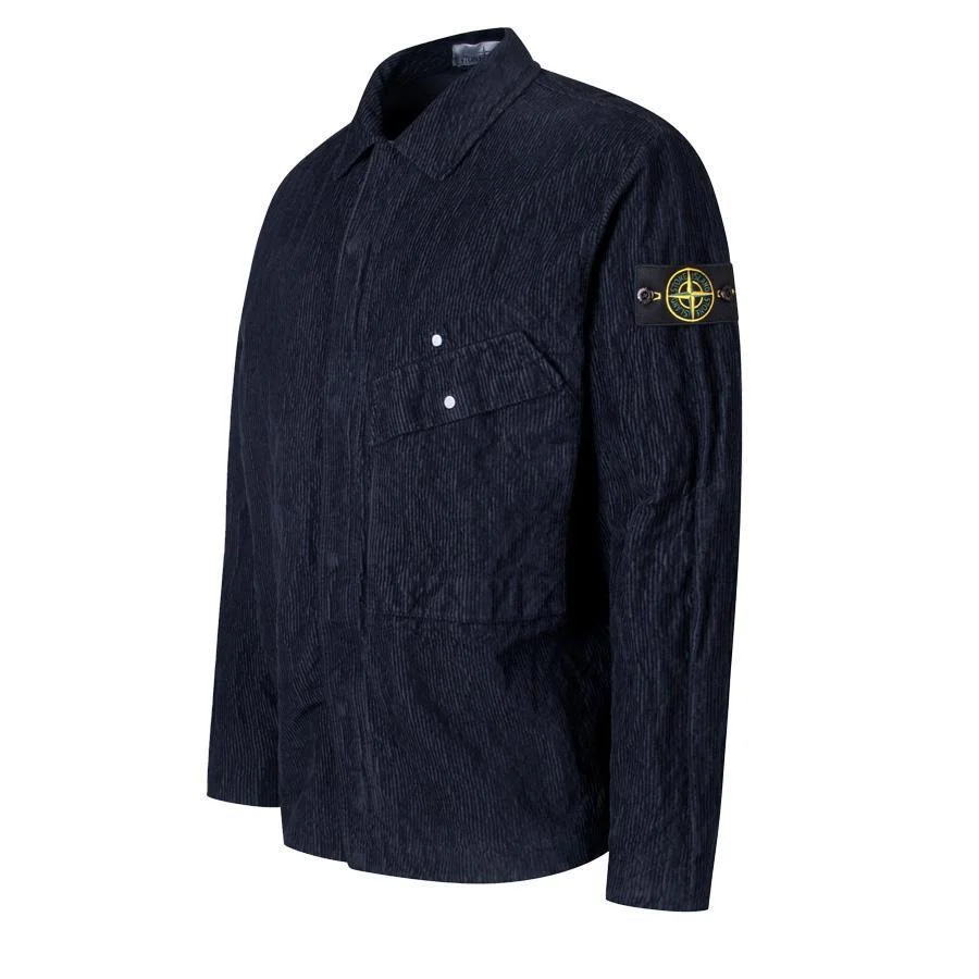 [Stone Island] Wrinkled Corduroy 500-TC Overshirt in Navy - Image 3