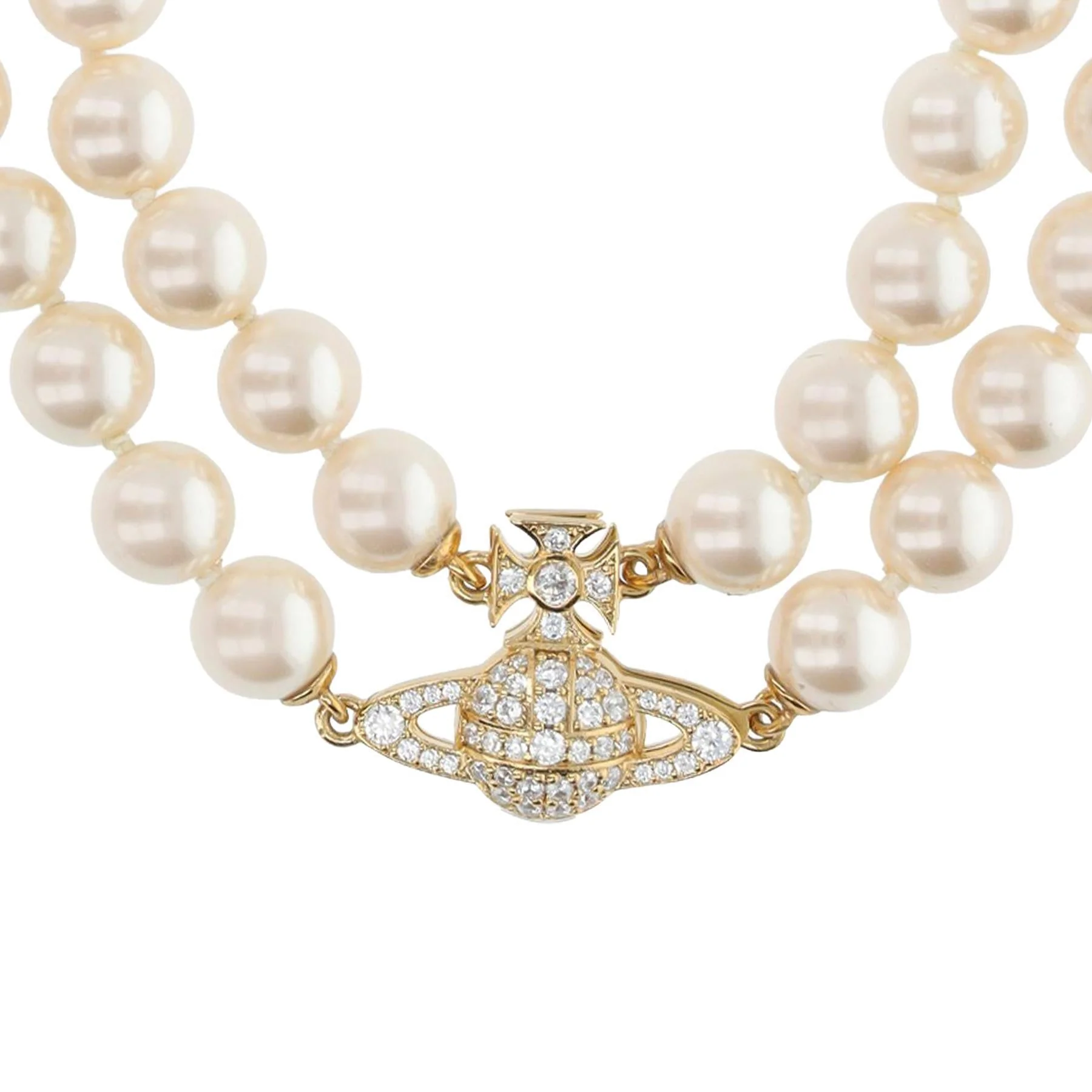 [Vivienne Westwood] Graziella Pearl Bracelet in Gold / Creamrose Pearl / White Cz - Image 3