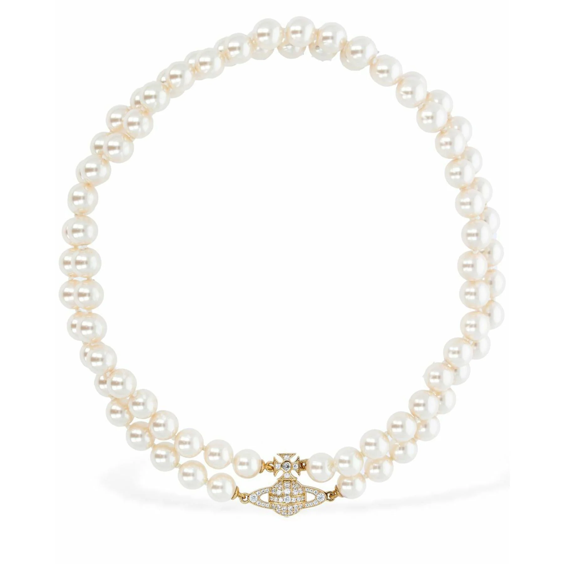 [Vivienne Westwood] Graziella Pearl Bracelet in Gold / Creamrose Pearl / White Cz - Image 5
