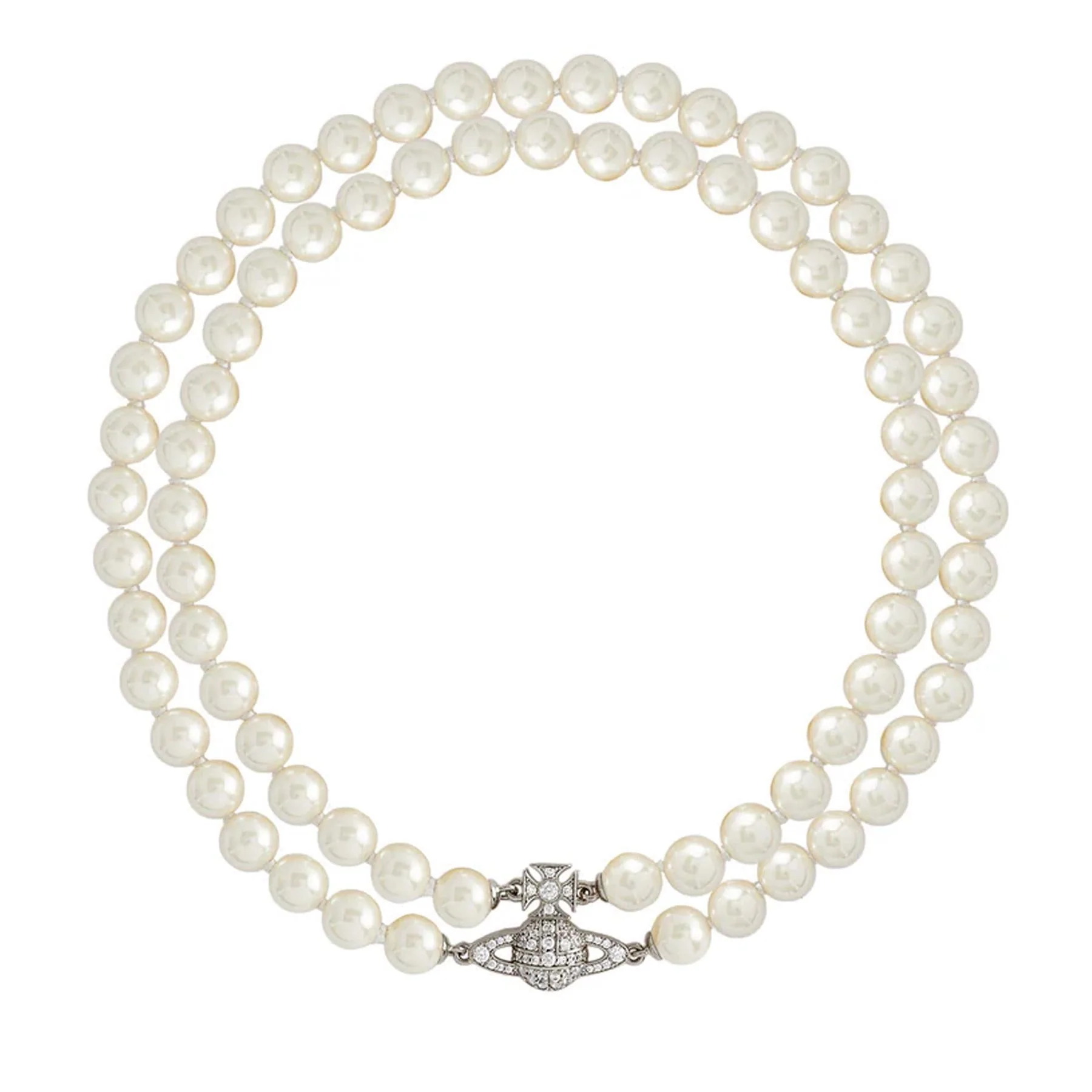 [Vivienne Westwood] Graziella Pearl Choker in Platinum / Creamrose Pearl / White Cz